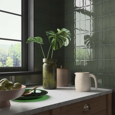 Clay Olive Ceramic Glazed Wall Tile 65x130mm